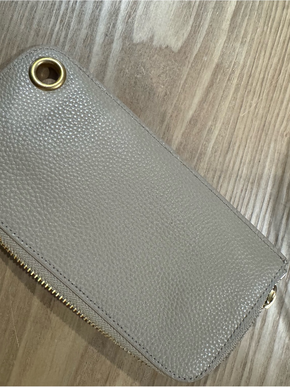 Harriet Neutral Pebbled Leather Wristlet Wallet - Picture 3 of 4